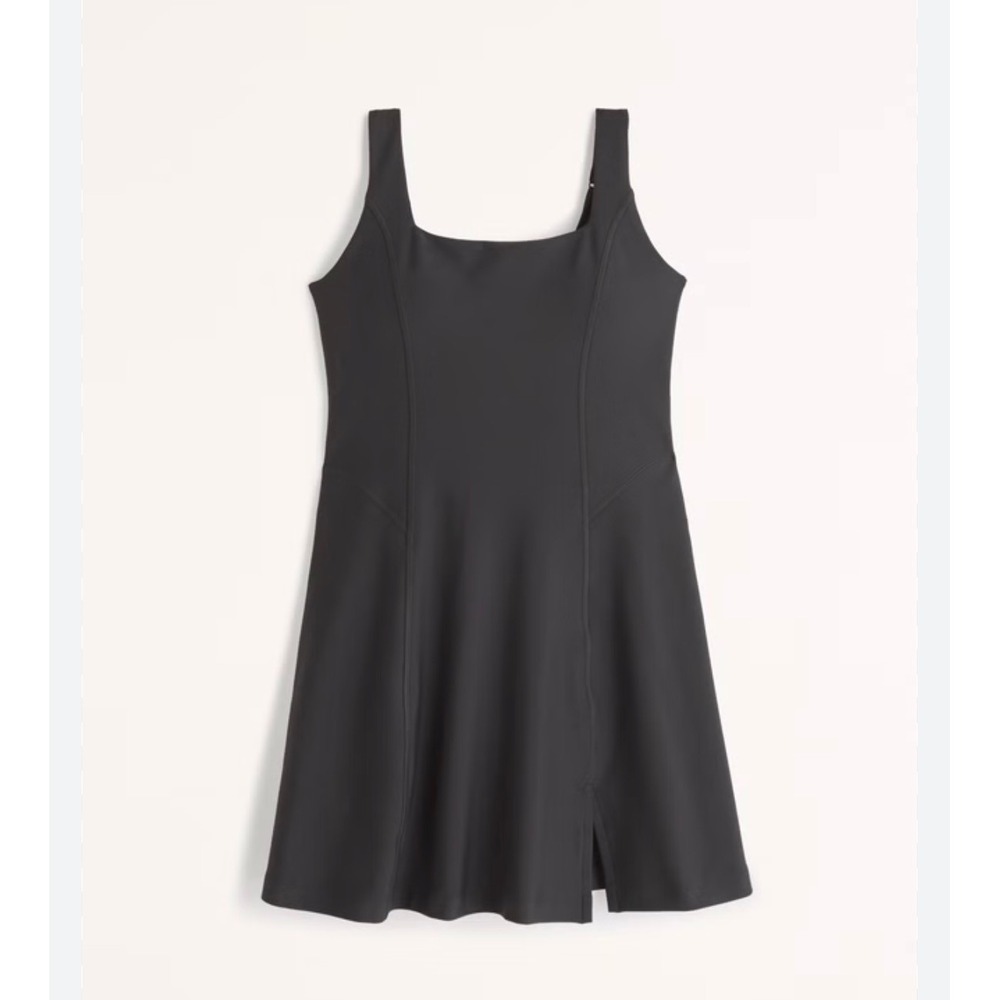 Abercrombie YPB SculptLUX Mini Dress Onyx Black Activewear Square Neck Small